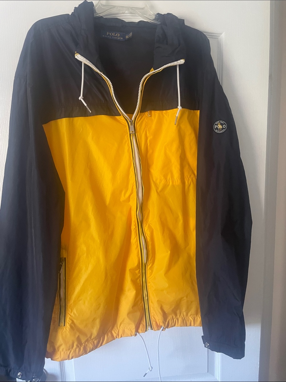 Men’s Big and Tall Polo by Ralph Lauren Yellow and Navy Blue Windbreaker